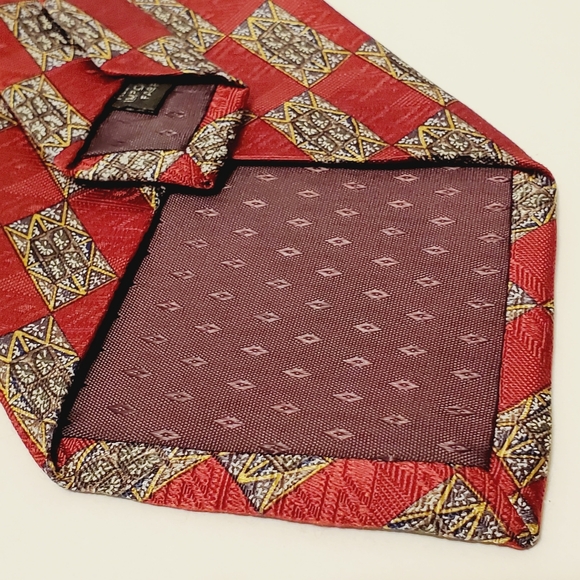 Givenchy Monsieur Necktie Red Geometric Pattern Silk Neck Tie 58x4" - Picture 4 of 5